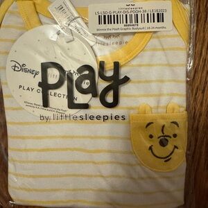 Little Sleepies Yellow and White Winnie the Pooh Bodysuit